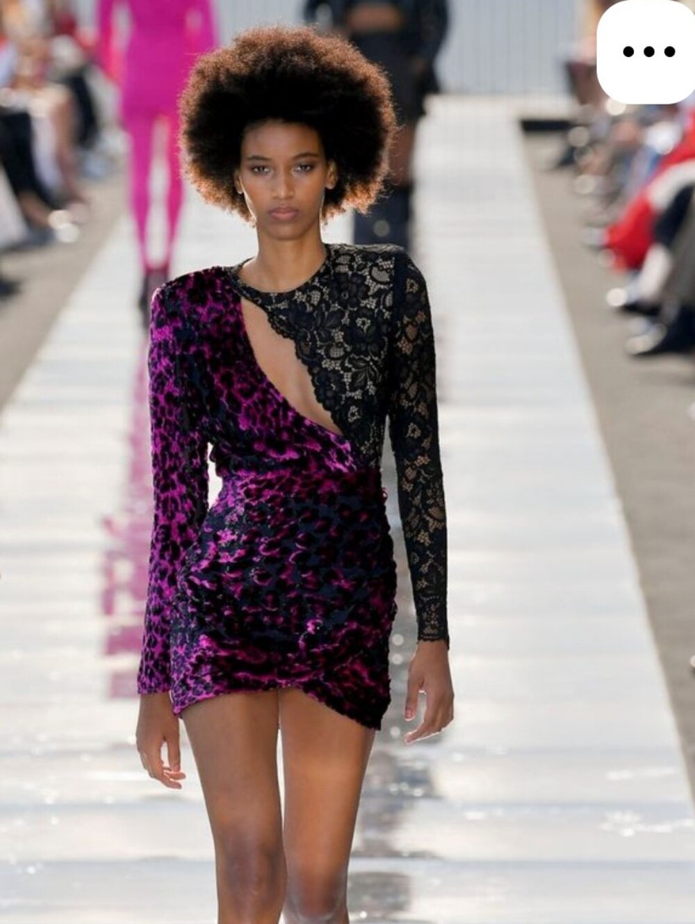 REVOLVE×DUNDAS Black Lace and Purple Velvet Asymmetric Cut Out Mini Dress Size M
